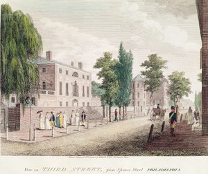 フィラデルフィアのスプルースストリートから3番街の眺め 作： William and Son Birch